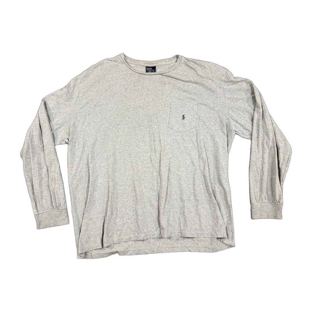 Polo Ralph Lauren Mens XXL Long Sleeve Pocket T-Shirt Heather Gray Cotton Logo